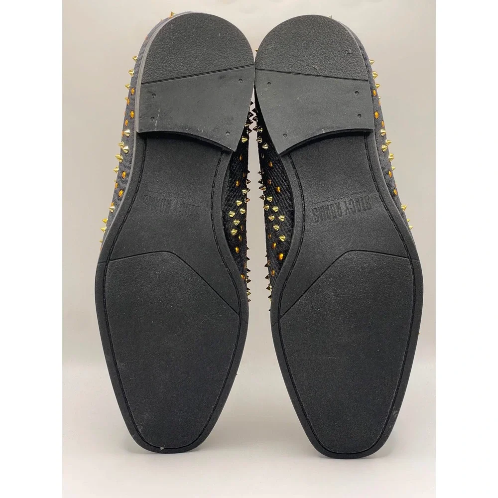Stacy Adams Sabert Mens 11 M Black Velvet Gold Spiked Studded Loafers